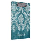 Maßgeschneiderter türkisfarbener Damaskus-Muster Klemmbrett (Rechts)