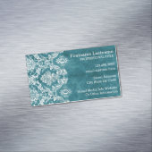 Maßgeschneiderter türkisfarbener Damaskus-Muster Magnetische Visitenkarte (Beispiel)