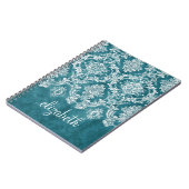 Maßgeschneiderter türkisfarbener Damaskus-Muster Notizblock (Linke Seite)