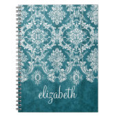 Maßgeschneiderter türkisfarbener Damaskus-Muster Notizblock (Vorderseite)