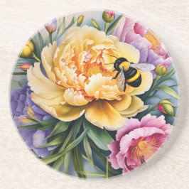 Maßgeschneiderter Untersetzer von Blume und Bienen