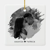 Maßgeschneiderter Valentinstag Modernes Foto Keramikornament (Rückseite)
