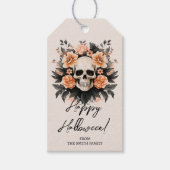 Maßgeschneiderter Vintager Blumenschädel Geschenkanhänger (Vorderseite)