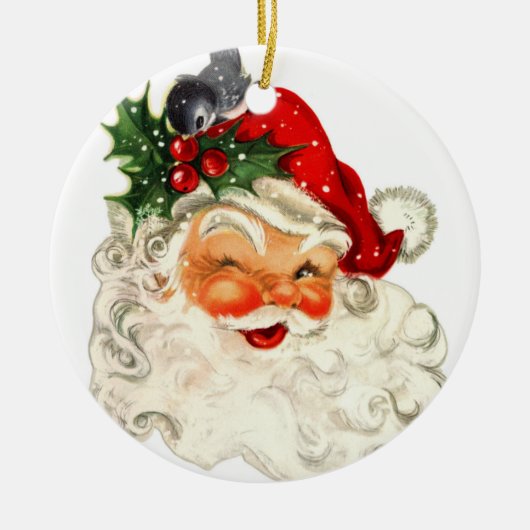 Maßgeschneiderter Vintager Santa Tree Keramik Ornament (Vorne)