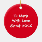 Maßgeschneiderter Vintager Santa Tree Keramik Ornament (Hinten)