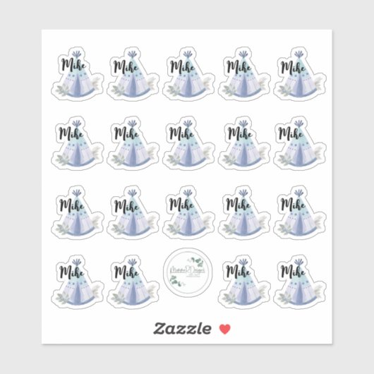 Maßgeschneiderter Vinyl Sticker, Junge Teepee Desi Aufkleber (Blatt)