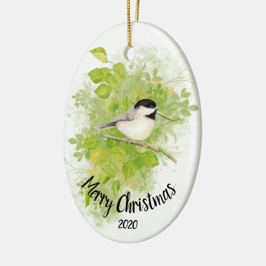 Maßgeschneiderter Wasserfarbenchickadee Bird Popla Keramik Ornament (Links)