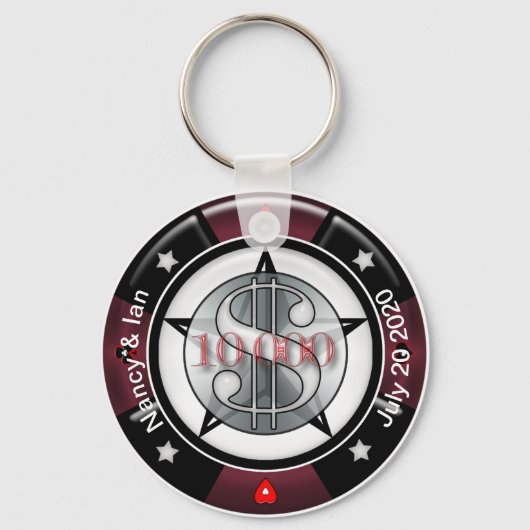 Maßgeschneiderter Wedding Keepake Vegas Chip Schlüsselanhänger (Vorderseite)