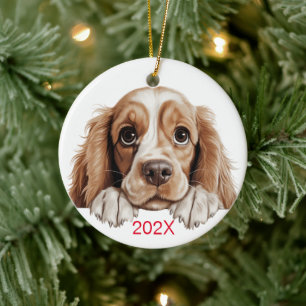 Maßgeschneiderter Weihnachts-Cocker-Hund Keramik Ornament