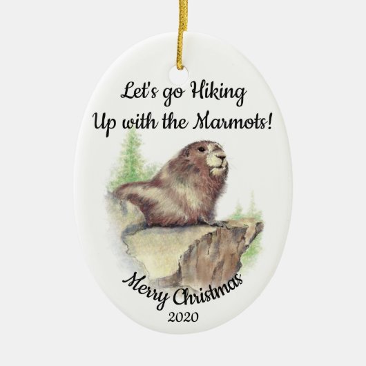 Maßgeschneiderter Weihnachts-Wanderangebot Marmot Keramikornament (Vorne)