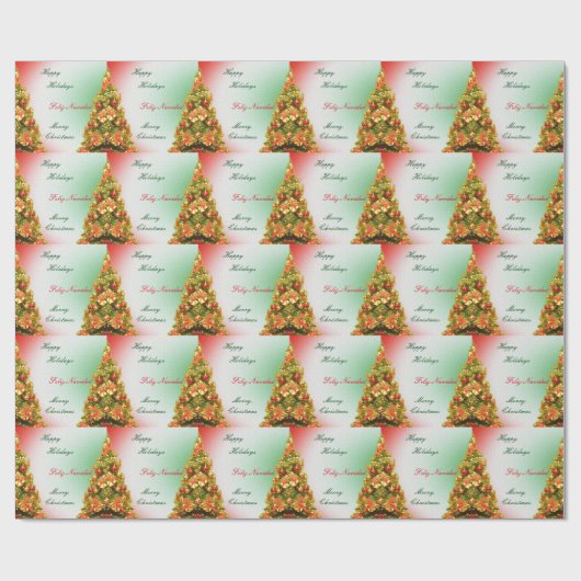 Maßgeschneiderter Weihnachtsbaum mit Text Geschenkpapier (Flach)