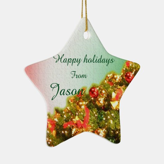 Maßgeschneiderter Weihnachtsbaum mit Text Keramik Ornament (Rechts)