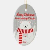 Maßgeschneiderter Weihnachtspolarbär Niedlich unse Keramik Ornament (Rechts)