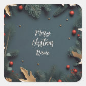 Maßgeschneiderter Weihnachtsrahmen Quadratischer Aufkleber (Vorderseite)