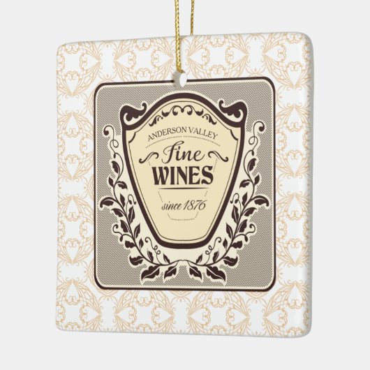 Maßgeschneiderter Weinberg Feinster Wein Weihnacht Keramikornament (Links)