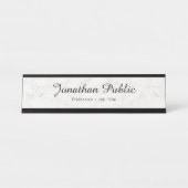 Maßgeschneiderter weißer Marmor Moderne Elegante B Schreibtischnamensplakette (Vorderseite )