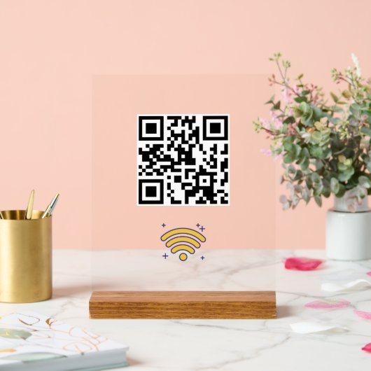 Maßgeschneiderter Wifi Network QR Code Moderner Acrylschild (Hochzeit)