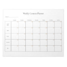 Maßgeschneiderter wöchentlicher Social Media-Conte Notizblock
