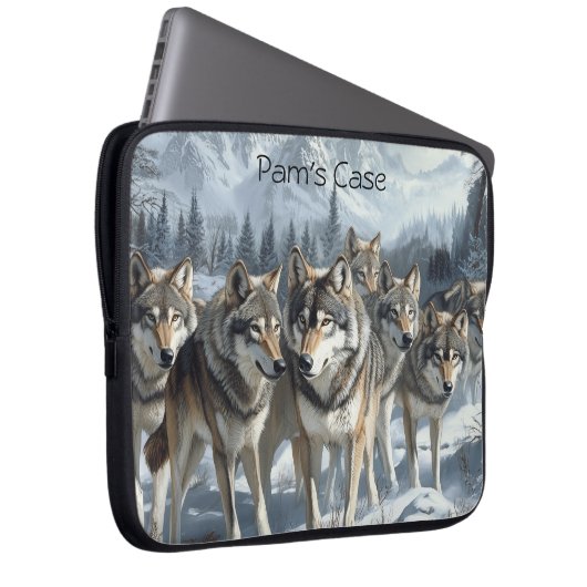 Maßgeschneiderter Wolf Pack Notebook-Sieb Laptopschutzhülle (Vorne Rechts)