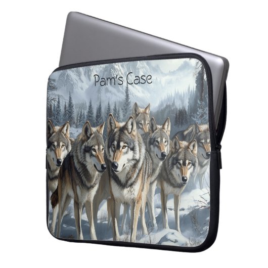 Maßgeschneiderter Wolf Pack Notebook-Sieb Laptopschutzhülle (Vorderseite Links)