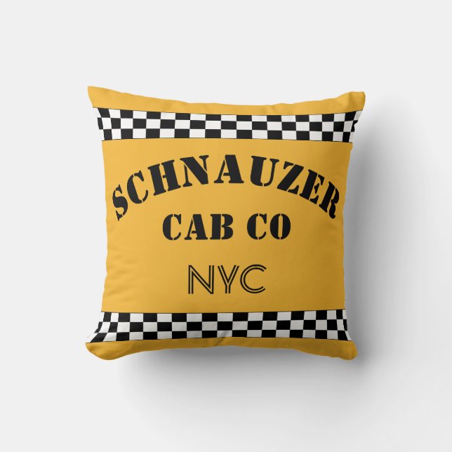 Maßgeschneiderter Yellow NYC Schachbrett Taxi Kissen (Vorderseite)