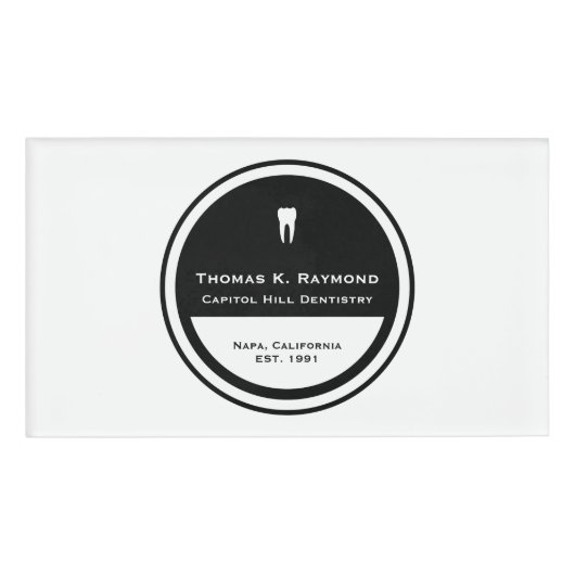 Maßgeschneiderter Zahnarztzirkel Namenschild (Vorderseite)