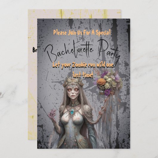 Maßgeschneiderter Zombie Junggeselinnen-Abschied C Einladung (Vorne/Hinten)