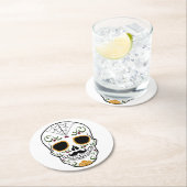 Maßgeschneiderter Zuckerschädel Runder Pappuntersetzer (Vor Ort)