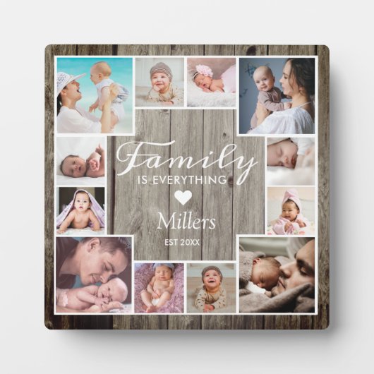 Maßgeschneidertes 12-Foto-Rahmen-Collage Rustikale Fotoplatte (Vorderseite)