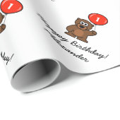 Maßgeschneidertes 1. Geburtstag Teddybärenverpacku Geschenkpapier (Rolleneckpunkt)