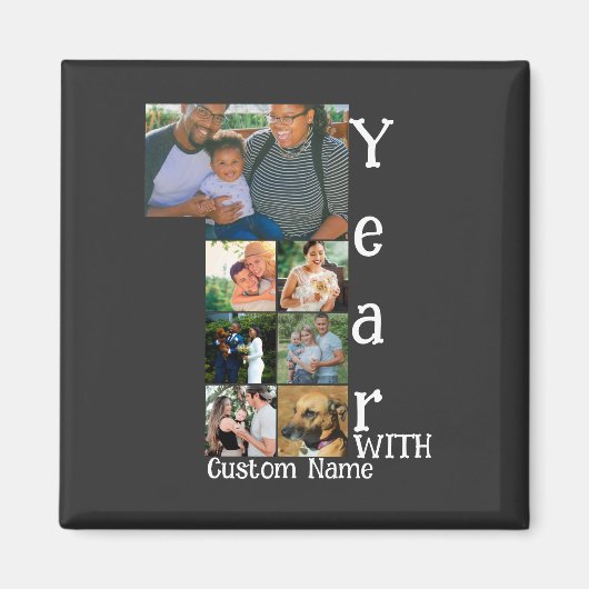 Maßgeschneidertes 1. Hochzeitstag 7 Foto Collage Magnet (Vorne)