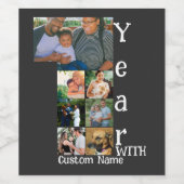 Maßgeschneidertes 1. Hochzeitstag 7 Foto Collage Weinetikett (Einzelnes Label)