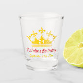 Maßgeschneidertes 21. Geburtstagsschussglas mit go Schnapsglas (Vorderseite)