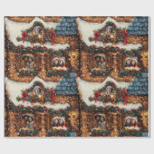 Maßgeschneidertes 3 Foto Ginger Bread House Wrappi Geschenkpapier (Flach)