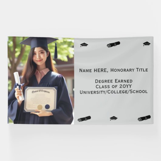 Maßgeschneidertes Abschluss-Foto, Diplom, Cap-Temp Banner (Horizontal)