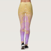 Maßgeschneidertes Abstraktes Golden Lila Chic Legg Leggings (Rückseite)