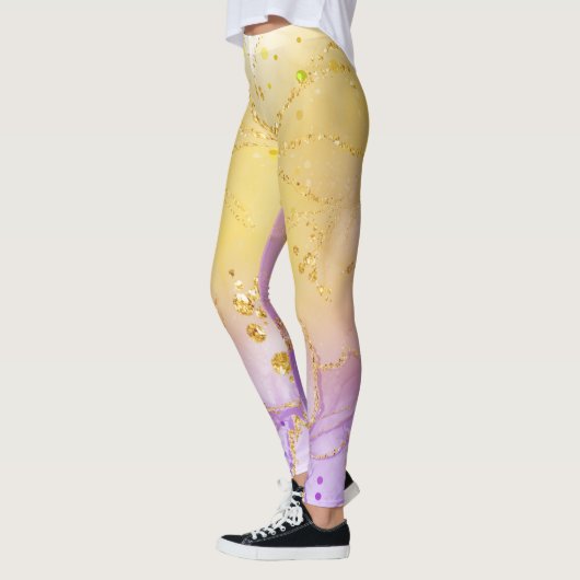 Maßgeschneidertes Abstraktes Golden Lila Chic Legg Leggings (Links)