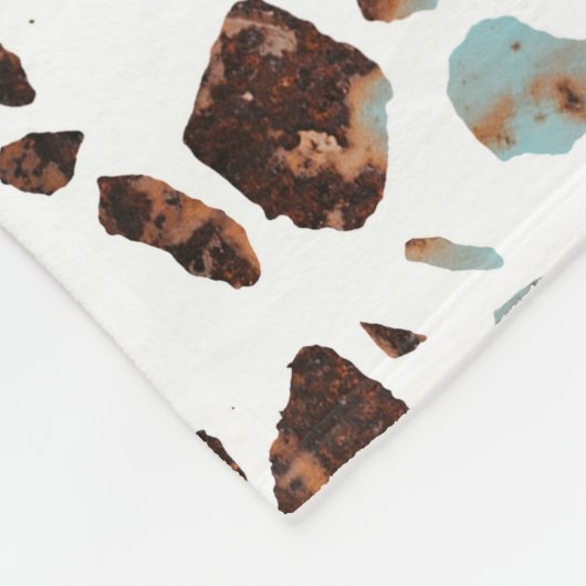 Maßgeschneidertes Abstraktes Terrazzo Braun & Blau Fleecedecke (Ecke)