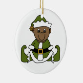 Maßgeschneidertes Afroamerikanisches Baby-Elf-Orna Keramik Ornament (Rechts)