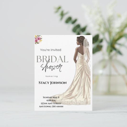 Maßgeschneidertes afroamerikanisches Brautparty Postkarte (Stehend Vorderseite)