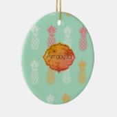 Maßgeschneidertes Ananas Blaues Ananas-Muster Keramik Ornament (Rechts)