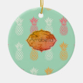 Maßgeschneidertes Ananas Blaues Ananas-Muster Keramik Ornament (Vorne)