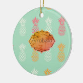 Maßgeschneidertes Ananas Blaues Ananas-Muster Keramik Ornament (Links)