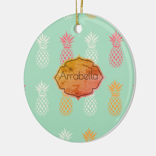 Maßgeschneidertes Ananas Blaues Ananas-Muster Keramik Ornament (Links)