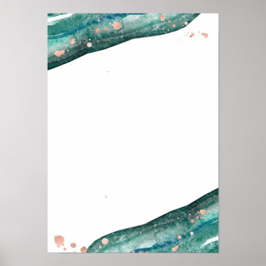 Maßgeschneidertes Aquamarin Geode- und Rose-Gold-B Poster (Vorne)