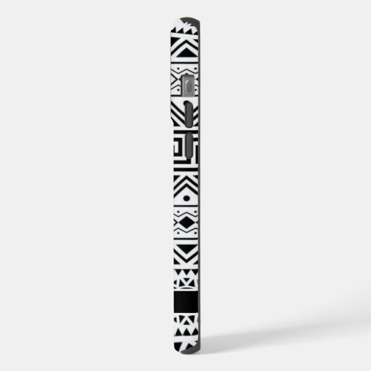 Maßgeschneidertes Azteken-Muster in Weiß und Schwa iPhone Hülle (Linke Seite)