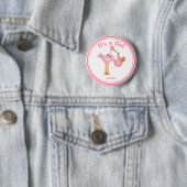 Maßgeschneidertes Baby Shower Stork Baby Girl Button (Beispiel)