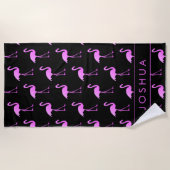 Maßgeschneidertes Badetuch mit Neonrosa Flamingo-D (Vorderseite)