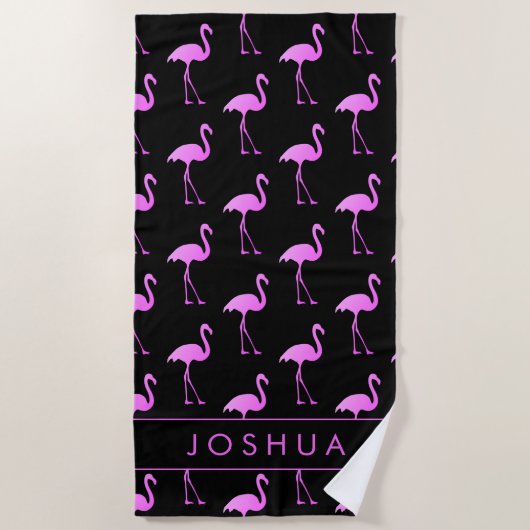 Maßgeschneidertes Badetuch mit Neonrosa Flamingo-D (Vorderseite)
