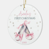 Maßgeschneidertes Ballerina Baby Girl 1. Weihnacht Keramik Ornament (Links)